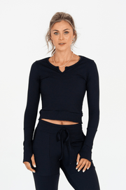 Long Sleeve Crop - Black