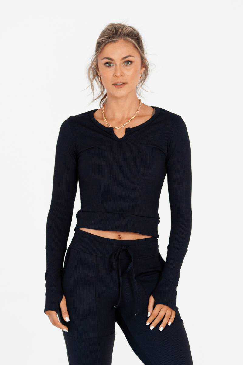 Long Sleeve Crop - Black
